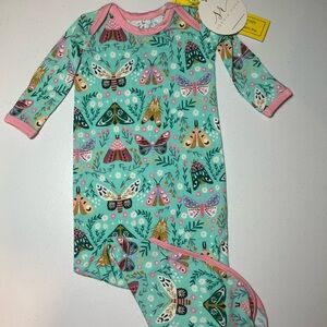 Sophia Rose Colorful Butterfly Print Knot Gown 0-3 months